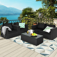 Load image into Gallery viewer, 4 Pcs Patio Rattan Cushioned Furniture Set-Black
