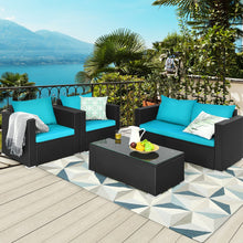 Load image into Gallery viewer, 4Pcs Patio Rattan Cushioned Furniture Set-Turquoise
