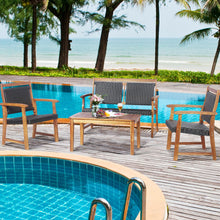 Load image into Gallery viewer, 4 Pieces Outdoor Patio Rattan Furniture Sofa Set with Acacia Wood Frame
