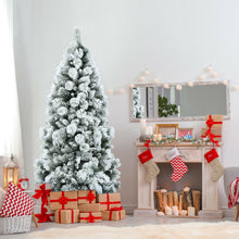 Load image into Gallery viewer, Flocked Hinged Artificial Christmas Slim Tree with Pine Needles-6 ft
