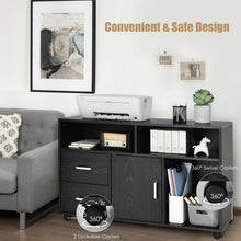 Load image into Gallery viewer, 2 Drawer Storage Lateral Mobile File Cabinet Printer with Wheel-Black
