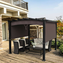 Load image into Gallery viewer, 10 x 10ft Patio Pergola Gazebo Sun Shade Shelter with Retractable Canopy-Coffee
