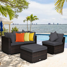 Load image into Gallery viewer, 4 Pieces Ottoman Garden Patio Rattan Wicker Furniture Set with Cushion-Gray
