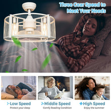 Load image into Gallery viewer, 20 Inch Caged Bladeless Ceiling Fan with Light Reversible Motor and Remote Control-White

