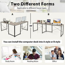 Load image into Gallery viewer, 95 Inch 2-Person L-Shaped Long Reversible Computer Desk with Monitor Stand-Gray
