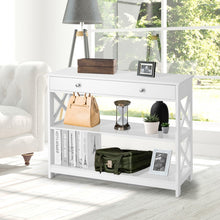 Load image into Gallery viewer, Console Table 3-Tier with Drawer and Storage Shelves-White
