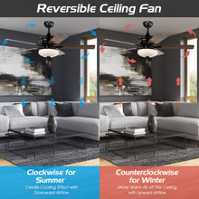 Load image into Gallery viewer, 52 Inch Ceiling Fan with 3 Wind Speeds and 5 Reversible Blades-Black
