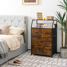 Load image into Gallery viewer, 4-Drawer Dresser with Wooden Top for Bedroom-Rustic Brown
