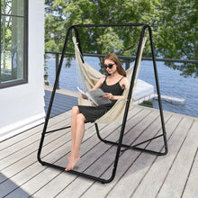 Load image into Gallery viewer, Hanging Padded Hammock Chair with Stand and Heavy Duty Steel-Beige
