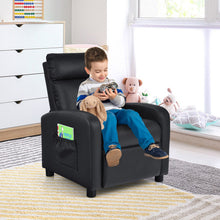 Load image into Gallery viewer, Ergonomic PU Leather Kids Recliner Lounge Sofa for 3-12 Age Group-Black
