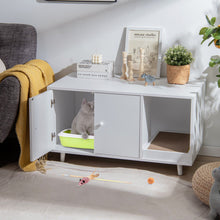 Load image into Gallery viewer, Cat Litter Box Enclosure with Divider and Double Doors-White
