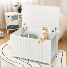 Load image into Gallery viewer, Wooden Cat Litter Box Enclosure with Top Opening Side Table Furniture-White
