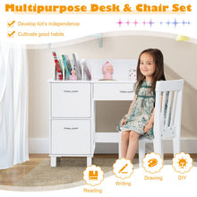 Load image into Gallery viewer, Kids Wooden Writing Furniture Set with Drawer and Storage Cabinet-White
