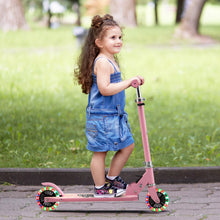 Load image into Gallery viewer, Folding Adjustable Height Kids Toy Kick Scooter with 2 Flashing Wheels-Pink
