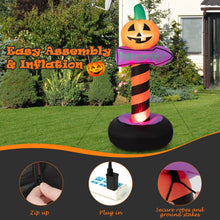 Load image into Gallery viewer, 6 Feet Inflatable Halloween Pumpkin Road Sign Decoration with LED Light

