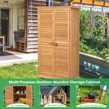 Load image into Gallery viewer, Outdoor Wooden Garden Tool Storage Cabinet-Natural
