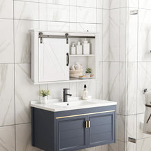 Load image into Gallery viewer, Bathroom Wall-Mounted Medicine Cabinet Organizer with Sliding Barn Door-White
