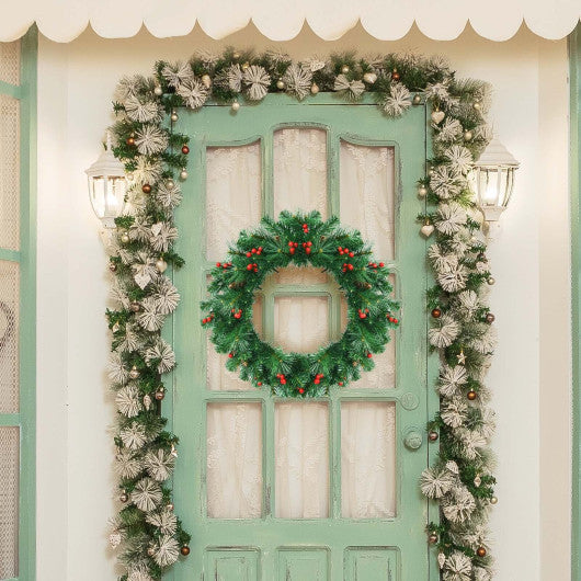 24 Feet Pre-lit Artificial Spruce Christmas Wreath