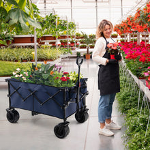 Load image into Gallery viewer, Folding Utility Garden Cart with Wide Wheels and Adjustable Handle-Blue
