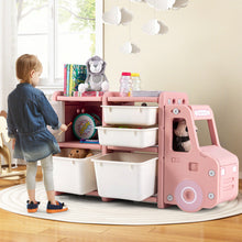 Load image into Gallery viewer, Toddler Truck Storage Organizer with Plastic Bins-Pink
