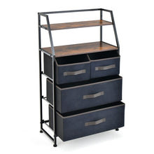 Load image into Gallery viewer, 4-Drawer Free Standing Storage Dresser with 2 Open Shelves-Rustic Brown
