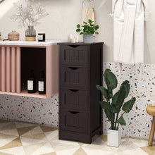 Load image into Gallery viewer, 4-Drawer Freestanding Floor Cabinet with Anti-Toppling Device-Dark Brown

