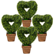 Load image into Gallery viewer, 4 Packs 14.5 Inch Mini Artificial Boxwood Topiary Trees with Heart Shape-Green
