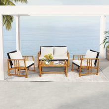 Load image into Gallery viewer, 4 Pieces Patio Rattan Conversation Set with Seat and Back Cushions-Off White
