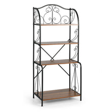 Load image into Gallery viewer, 4-Tier Industrial Kitchen Baker's Rack with Open Shelves and X-Bar-Light Brown
