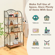 Load image into Gallery viewer, 4-Tier Industrial Kitchen Baker's Rack with Open Shelves and X-Bar-Light Brown
