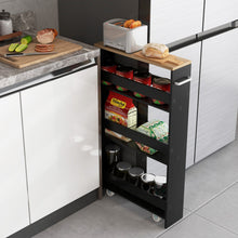 Load image into Gallery viewer, Rolling Kitchen Slim Storage Cart Mobile Shelving Organizer with Handle-Black

