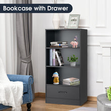 Load image into Gallery viewer, 48 Inch Tall 4 Tiers Wood Bookcase with Drawer-Black
