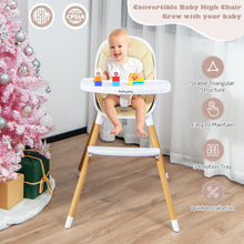 Load image into Gallery viewer, 4-in-1 Convertible Baby High Chair Infant Feeding Chair with Adjustable Tray-Beige
