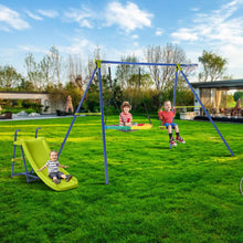 Load image into Gallery viewer, 4-in-1 Heavy-Duty Metal Playset with Slide and Basketball Hoop
