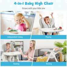 Load image into Gallery viewer, Folding High Chair with Height Adjustment and 360° Rotating Wheels-Gray
