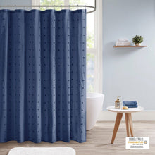 Load image into Gallery viewer, Urban Habitat Brooklyn 100% Cotton Jacquard Pom Pom Shower Curtain- Indigo Blue UH70-2312 By Olliix
