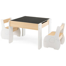Load image into Gallery viewer, 4-in-1 Wooden Activity Kids Table and Chairs with Storage and Detachable Blackboard-White
