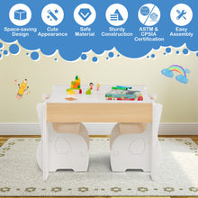 Load image into Gallery viewer, 4-in-1 Wooden Activity Kids Table and Chairs with Storage and Detachable Blackboard-White
