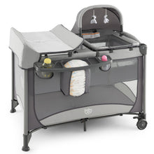 Load image into Gallery viewer, 5-in-1 Portable Baby Playard with Cradle and Storage Basket-Gray
