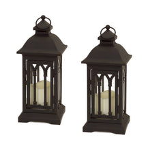 Load image into Gallery viewer, Black Metal Lantern with LED Candle (Set of 2)
