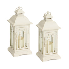 Load image into Gallery viewer, Ivory Metal Lantern with LED Candle (Set of 2)
