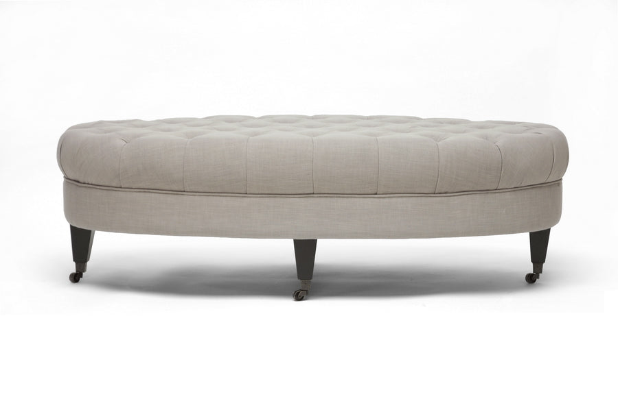 Baxton Studio Brighton Beige Linen Modern Tufted Ottoman