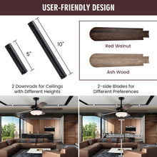 Load image into Gallery viewer, 52 Inches Ceiling Fan with Remote Control-Walnut
