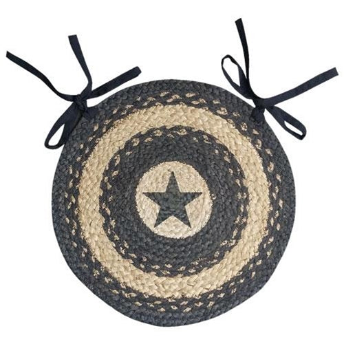 Primitive Pewter Star Braided Chair Pad (Pack of 2)