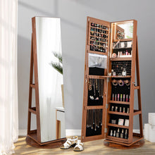 Load image into Gallery viewer, 360° Rotating Mirrored Jewelry Cabinet Armoire 3 Color LED Modes Lockable-Dark Brown
