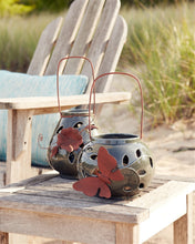 Load image into Gallery viewer, Ceramic Lantern Candle Holder with Metal Leaf Accent (Set of 2)
