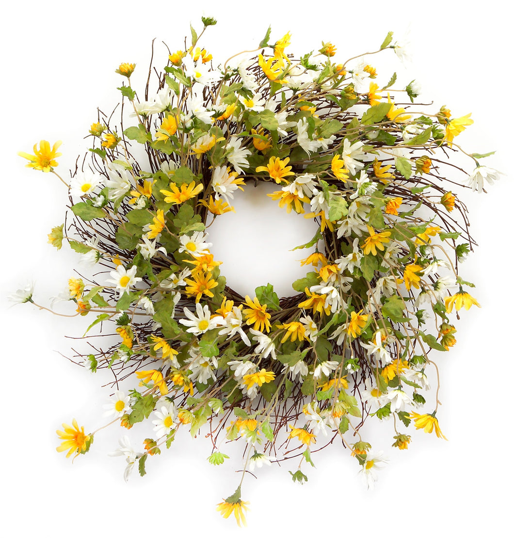 Mixed Daisy Floral Wreath 24