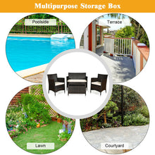 Load image into Gallery viewer, 4 Pcs Rattan Outdoor Patio Conversation Furniture Set with Glass Table and Comfortable Wicker Sectional Sofa-Khaki
