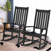Load image into Gallery viewer, Indoor Outdoor Wooden High Back Rocking Chair-Black

