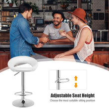 Load image into Gallery viewer, Set of 2 Bar Stools Adjustable PU Leather Swivel Chairs-White
